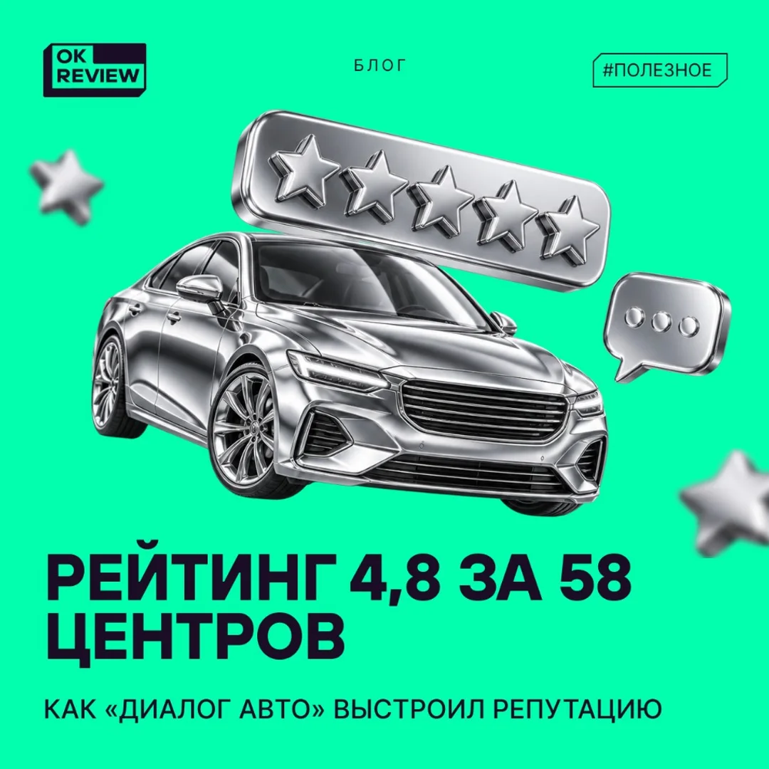 «Диалог Авто» и OK REVIEW: рейтинг 4,8 и в 2 раза больше отзывов для 58 дилерских центров